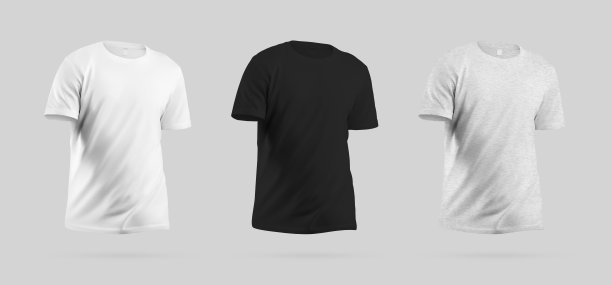 白色，黑色，石楠图案的t恤模板在运动中，3D渲染，带有褶皱，衣服带有标签，用于品牌，设计，广告。服装组图片下载