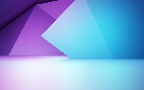三维渲染的紫色和蓝色抽象几何背景。场景适用于广告、科技、展示、横幅、化妆品、时尚、商业、体育、游戏。科幻小说插图。产品显示图片下载