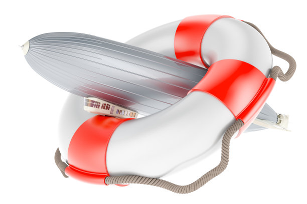 救生带内的飞艇或飞艇气球，3D渲染图片下载