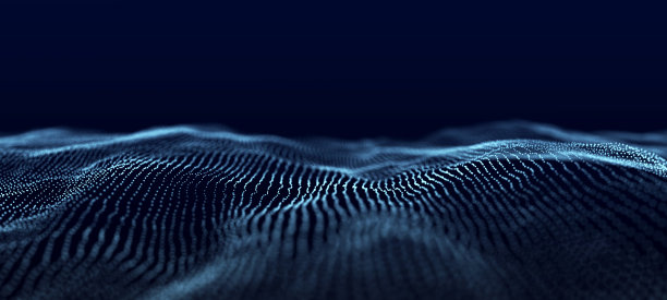 摘要数字数据背景。波与移动的点。悦耳的声音流。3 d渲染。图片下载