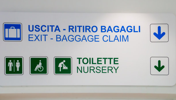 意大利巴里-卡罗尔沃伊蒂拉国际机场巴里-帕莱斯机场的信息标志。图片下载