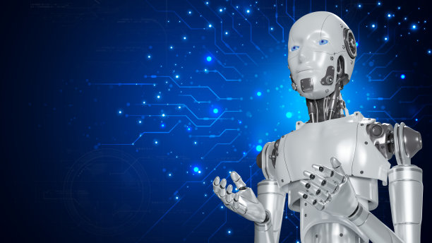 机器人是在线网络、机器人应用和全球连接、人工智能、人工智能等业务数据增长的助手。图片下载