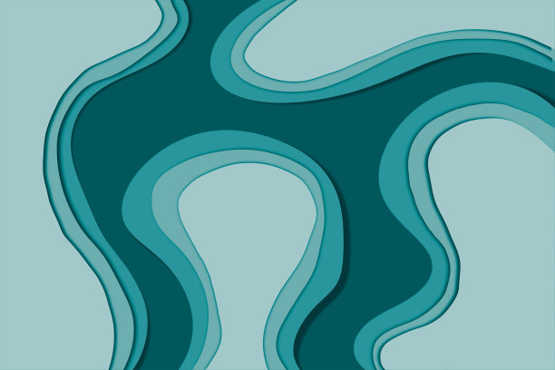 三维渲染曲线纸背景为蓝绿色背景。图片下载