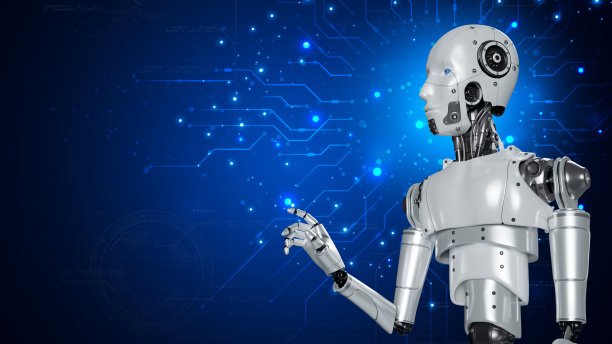 机器人是在线网络、机器人应用和全球连接、人工智能、人工智能等业务数据增长的助手。图片下载