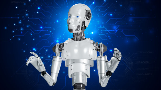 机器人是在线网络、机器人应用和全球连接、人工智能、人工智能等业务数据增长的助手。图片下载