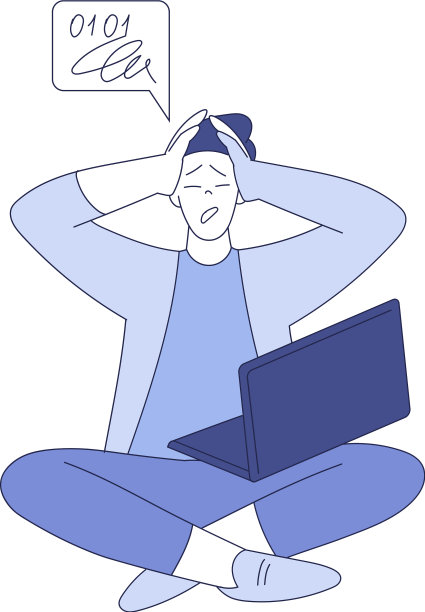 困惑的人坐在笔记本电脑前图片下载