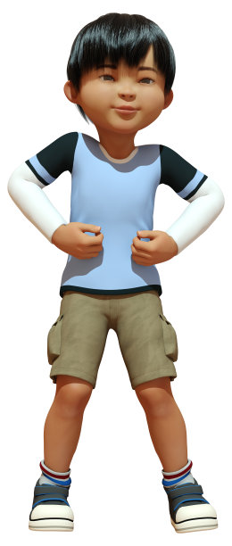 3D渲染亚洲男孩在白色图片下载