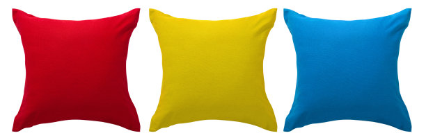 彩色枕头孤立在白色的背景图片下载