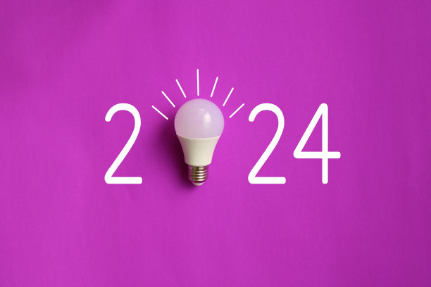 2024由彩色背景上的led灯泡创建。创意灵感，策划构思理念图片下载