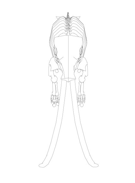 矢量插图的轮廓猛犸象骨架上孤立的白色背景。矢量史前轮廓骨架的猛犸象在白色背景孤立的插图图片下载