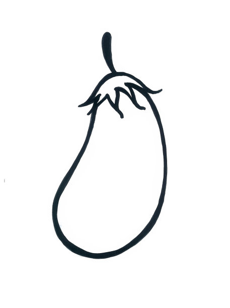 茄子是在白色的背景上用黑色的轮廓画的。图片下载