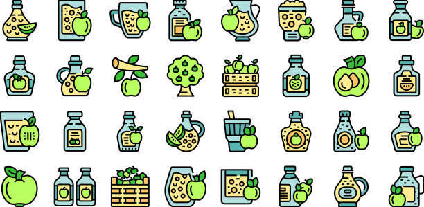 苹果酒图标设置平坦图片下载