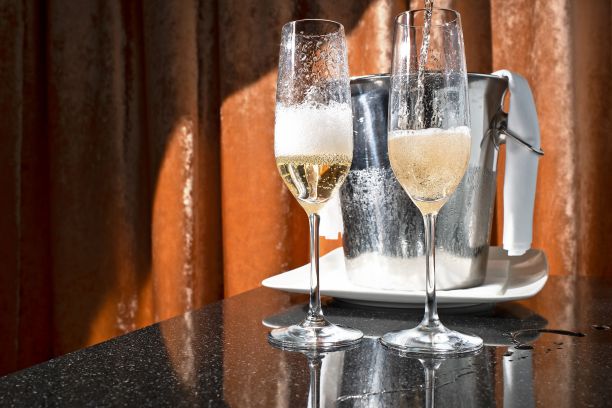 两杯起泡香槟外加一桶冰图片下载