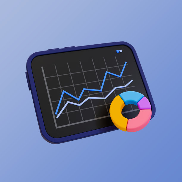 3d最小数据分析。业务可视化。统计分析。有统计图和饼图的平板电脑。3 d演示。图片下载