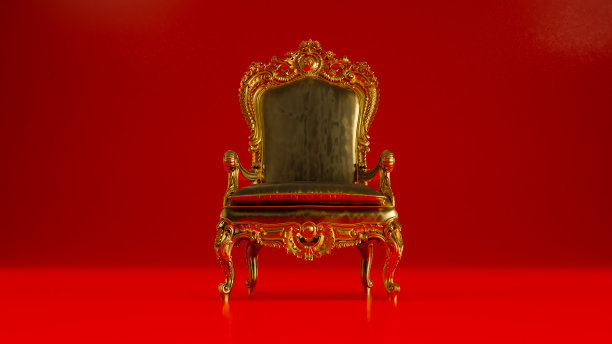 红色背景的红色国王扶手椅，国王宝座图片下载