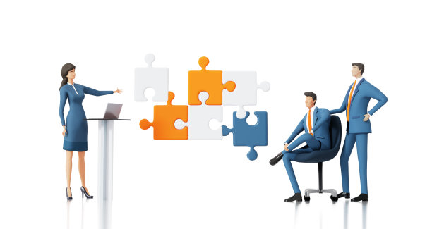 成功的女商人做演讲，分享信息。3D渲染图图片下载