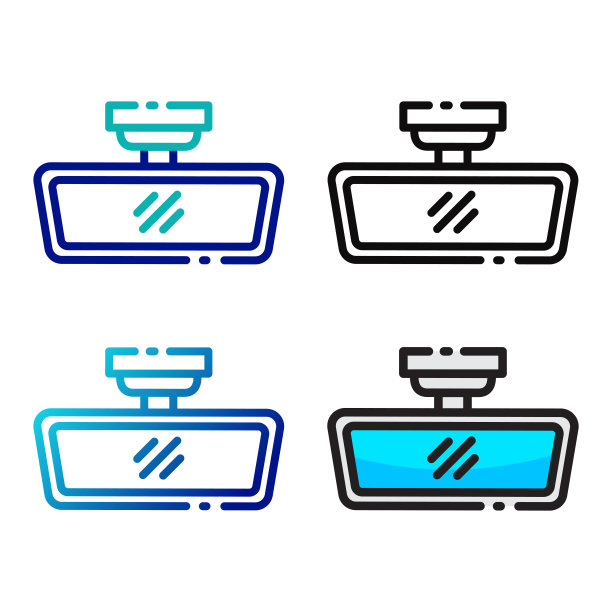 镜车图标设计在四个变化的颜色图片下载