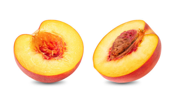 白色背景上孤立的桃果。图片下载