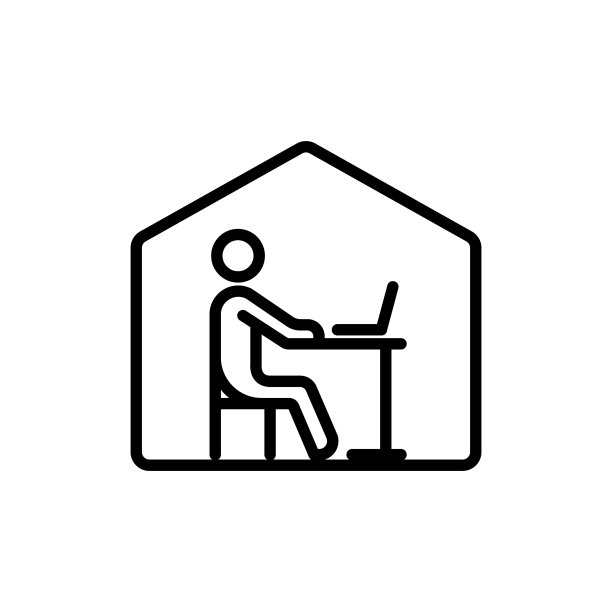 工作在家里的轮廓矢量图标孤立的白色。工作在家里股票矢量图标的网页，移动应用程序和UI设计图片下载