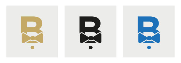 字母B商务领带标志。西装Logo设计模板图片下载