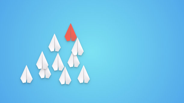 一组白纸飞机和一个不同的颜色图片下载