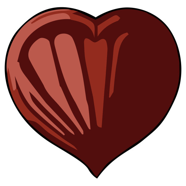 巧克力心形剪贴画矢量平面设计在白色背景上，甜点孤立的剪切路径元素图片下载