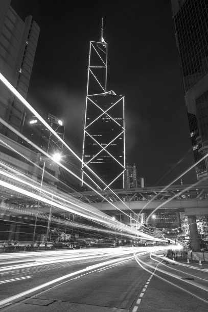 香港市区夜间交通情况图片下载