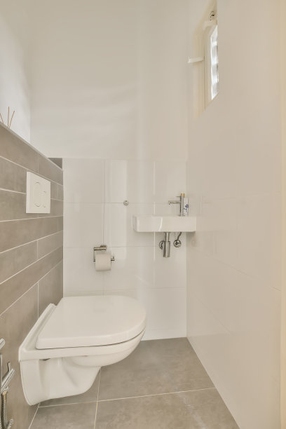 一间带马桶和水槽的白色浴室图片下载