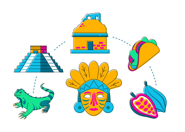 生活的一个古老的文明-平面设计风格插图集图片下载