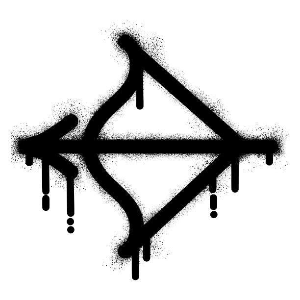 弓箭图标涂鸦与黑色喷漆图片下载