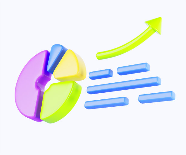 饼状图，等距信息图与增长图。卡通3d渲染股市预测，经济分析，金融统计数据，研究商业机会图片下载