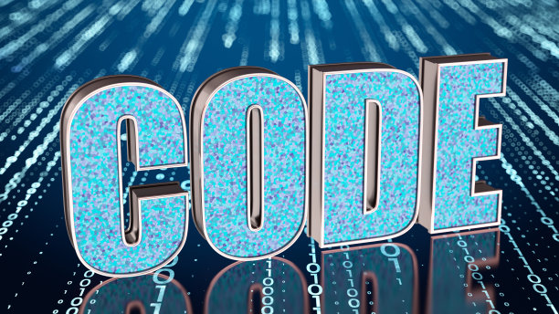 二进制码上的霓虹灯码标志图片下载