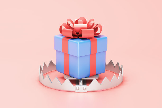 金属陷阱上的礼品盒图片下载