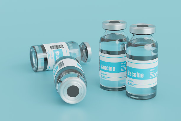 疫苗安瓿模板透明玻璃隔离在蓝色背景的概念医药保健疫苗接种疫苗或药物医疗现实3d渲染模型瓶的设计图片下载