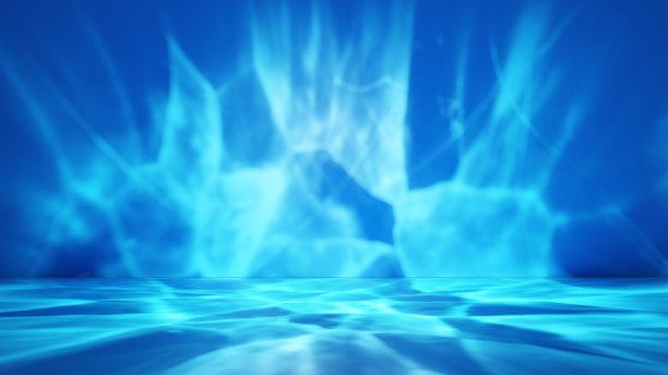 化妆品展示的自然美讲台背景。时尚美背景配上淡淡的水影质感。三维渲染图片下载