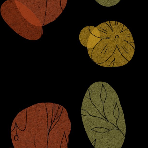 花叶几何形状抽象的黑色图案图片下载