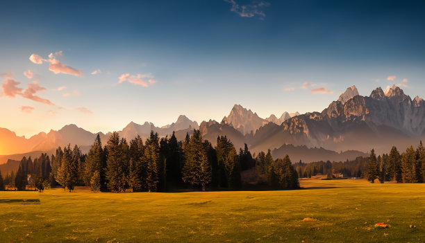 夏天欧洲山脉的美丽风景图片下载