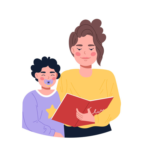 有儿童阅读观念的女人图片下载