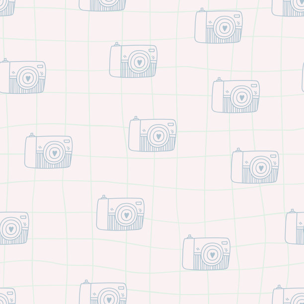 无缝图案与相机。用于纺织品、墙纸、封面、表面印刷。复古的格式化。图片下载