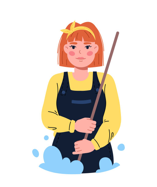 有拖把概念的清洁女工图片下载