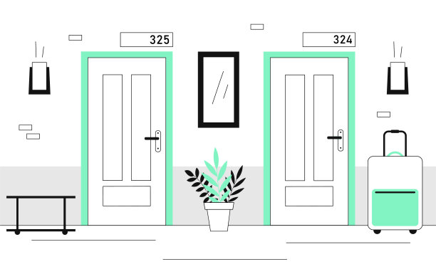 酒店走廊有客房线的概念图片下载