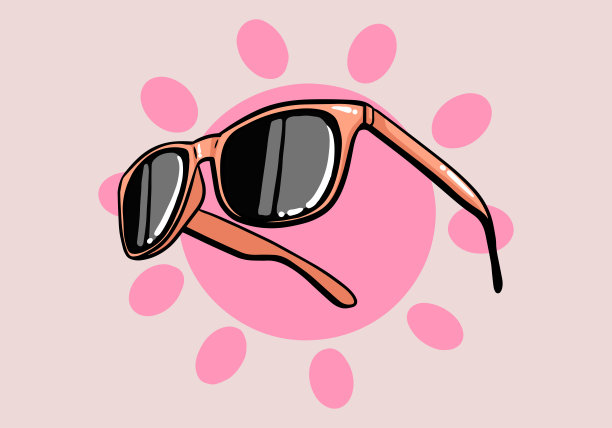 手绘夏日概念太阳镜。夏季设计彩色卡通太阳镜。图片下载