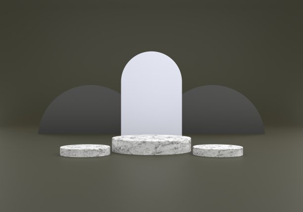 3d平台大理石和圆形玻璃在黑色背景3d插图渲染。适用于产品设计、活动宣传单等图片下载