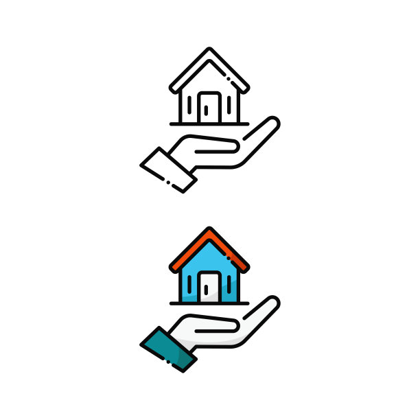 在两种变化的颜色中给出家居图标设计图片下载