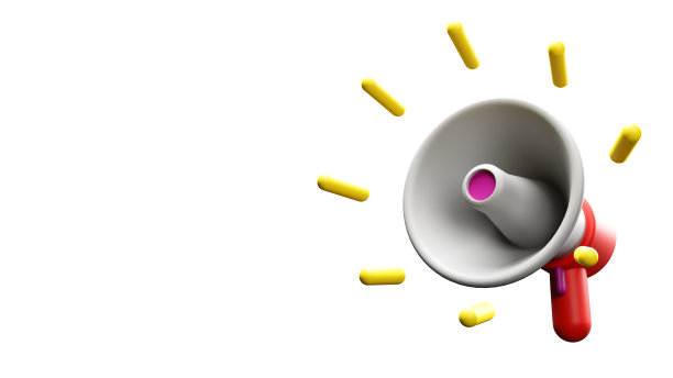 在孤立的白色背景上，用于警示和公告的扩音器扬声器的3d渲染，营销和商业概念图片下载