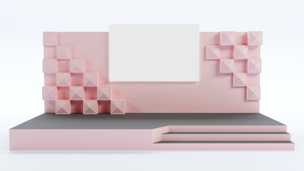 白色背景媒体屏幕迷你舞台设计3d渲染，展示商业理念图片下载