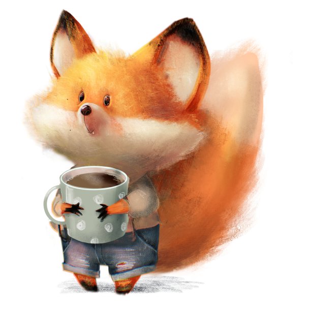 可爱的狐狸和咖啡警察图片下载