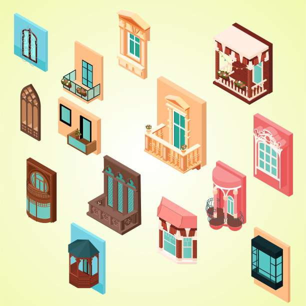 插图等距设计室内三维矢量家具图片下载