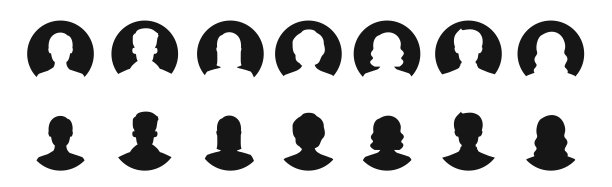 头像配置文件图标集包括男性和女性。向量图片下载