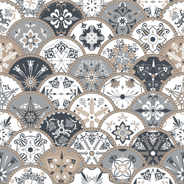 无缝拼花图案的花瓦圈图片下载